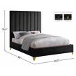 Pemberly Row Contemporary Channel Tufted Rich Velvet Queen Bed in Black