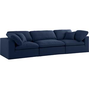 Pemberly Row Contemporary Navy Durable Linen Fabric Deluxe Modular Sofa
