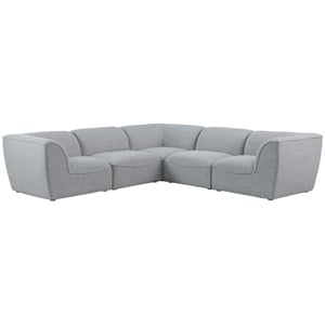 Pemberly Row Contemporary Gray Durable Linen Textured Modular Sectional