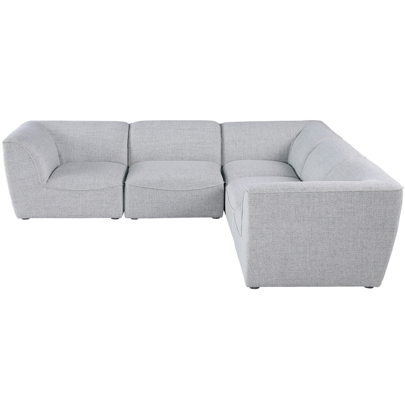 Pemberly Row Contemporary Gray Durable Linen Textured Modular Sectional