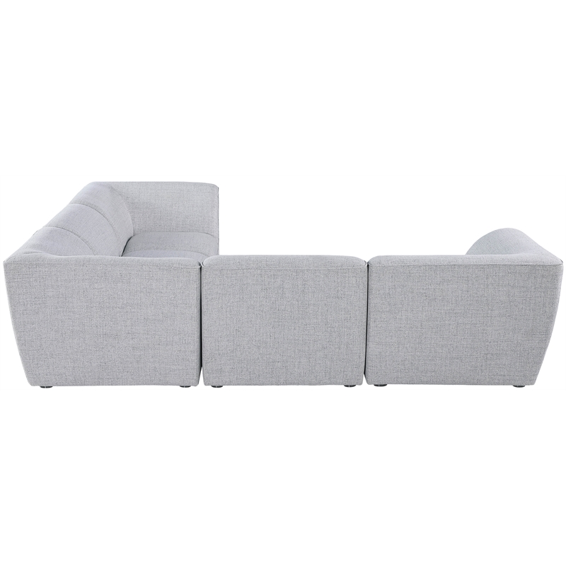 Pemberly Row Contemporary Gray Durable Linen Textured Modular Sectional