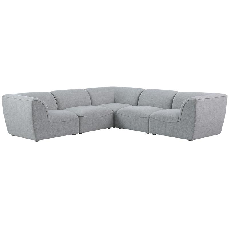 Pemberly Row Contemporary Gray Durable Linen Textured Modular Sectional