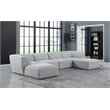 Pemberly Row Contemporary Gray Durable Linen Textured Modular Sectional