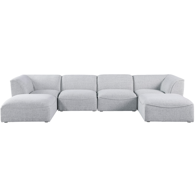 Pemberly Row Contemporary Gray Durable Linen Textured Modular Sectional