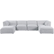 Pemberly Row Contemporary Gray Durable Linen Textured Modular Sectional
