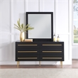 Pemberly Row Contemporary Black Dresser with Gold Metal Legs and Handle