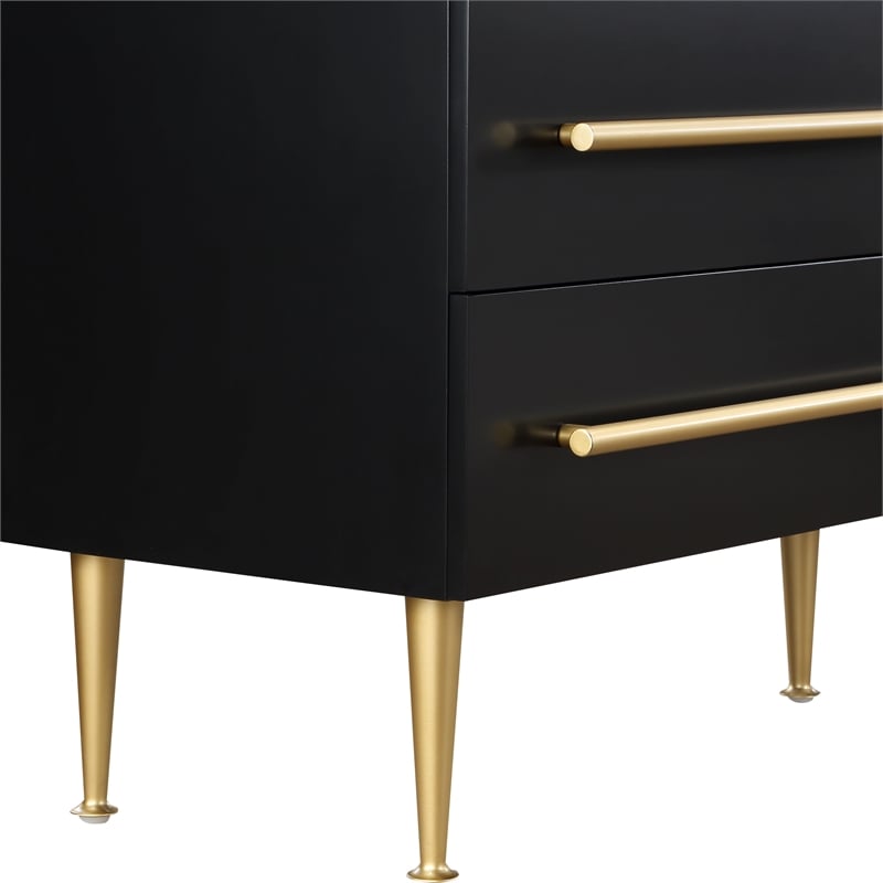 Pemberly Row Contemporary Black Dresser with Gold Metal Legs and Handle