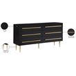 Pemberly Row Contemporary Black Dresser with Gold Metal Legs and Handle