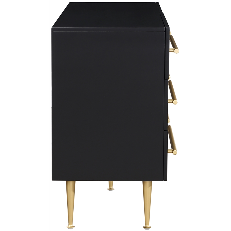 Pemberly Row Contemporary Black Dresser with Gold Metal Legs and Handle