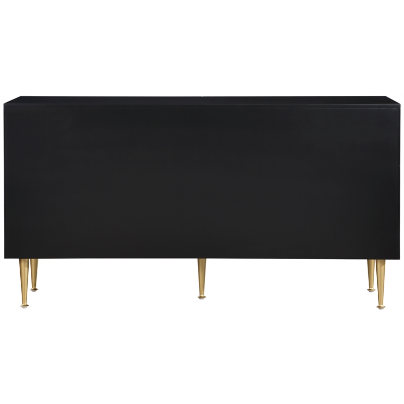 Pemberly Row Contemporary Black Dresser with Gold Metal Legs and Handle