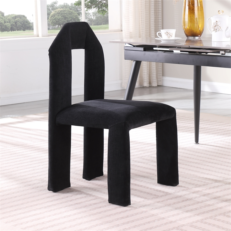 Pemberly Row Contemporary Black Chenille Fabric Dining Chair (Set of 2)