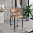 Pemberly Row Contemporary Cognac Vegan Leather Counter Stool (Set of 2)