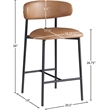 Pemberly Row Contemporary Cognac Vegan Leather Counter Stool (Set of 2)