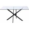 Pemberly Row Contemporary Tempered Glass Top Dining Table in Matte Black