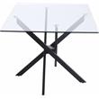 Pemberly Row Contemporary Tempered Glass Top Dining Table in Matte Black