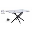 Pemberly Row Contemporary Tempered Glass Top Dining Table in Matte Black
