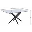 Pemberly Row Contemporary Tempered Glass Top Dining Table in Matte Black