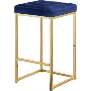 Pemberly Row Contemporary 26.5&quotH Velvet Counter Stool in Navy (Set of 2)