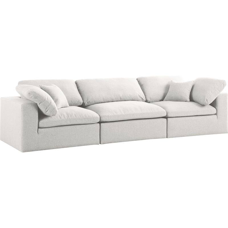 Pemberly Row Contemporary Cream Durable Linen Fabric Deluxe Modular Sofa