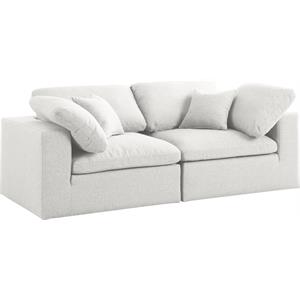 Pemberly Row Contemporary Cream Durable Linen Fabric Deluxe Modular Sofa