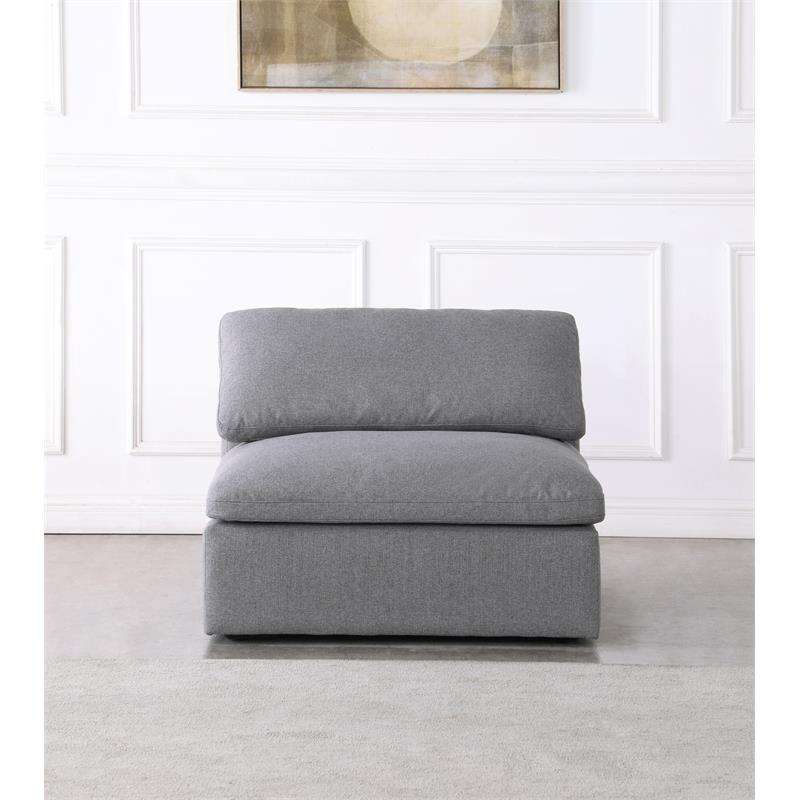 Pemberly Row Contemporary Gray Durable Linen Fabric Deluxe Armless Chair