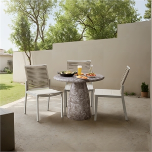 Pemberly Row Contemporary Brown 36&quot Indoor/Outdoor Concrete Dining Table
