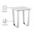 Pemberly Row Contemporary Stone End Table in Chrome with Stainless Steel Base