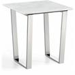 Pemberly Row Contemporary Stone End Table in Chrome with Stainless Steel Base