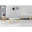 Pemberly Row Contemporary Stone Coffee Table in Gold with Stainless Steel Base