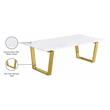 Pemberly Row Contemporary Stone Coffee Table in Gold with Stainless Steel Base
