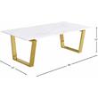 Pemberly Row Contemporary Stone Coffee Table in Gold with Stainless Steel Base