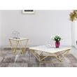 Pemberly Row Contemporary Stone Coffee Table in Gold with Stainless Steel Base