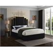 Pemberly Row Contemporary Black Velvet King Bed with Gold Metal Frame and Legs