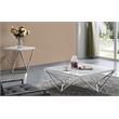 Pemberly Row Contemporary Stone Coffee Table in Chrome with Stainless Steel Base