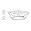 Pemberly Row Contemporary Stone Coffee Table in Chrome with Stainless Steel Base