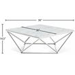 Pemberly Row Contemporary Stone Coffee Table in Chrome with Stainless Steel Base