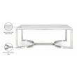 Pemberly Row Contemporary Stone Coffee Table in Chrome with Stainless Steel Base