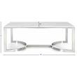 Pemberly Row Contemporary Stone Coffee Table in Chrome with Stainless Steel Base