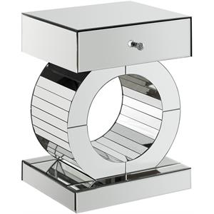 Pemberly Row Contemporary Mirrored End Table - 17.5&quotW x 15.5&quotD x 24&quotH