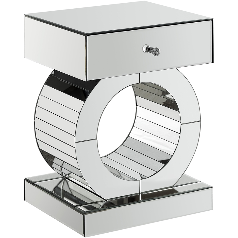 Pemberly Row Contemporary Mirrored End Table - 17.5