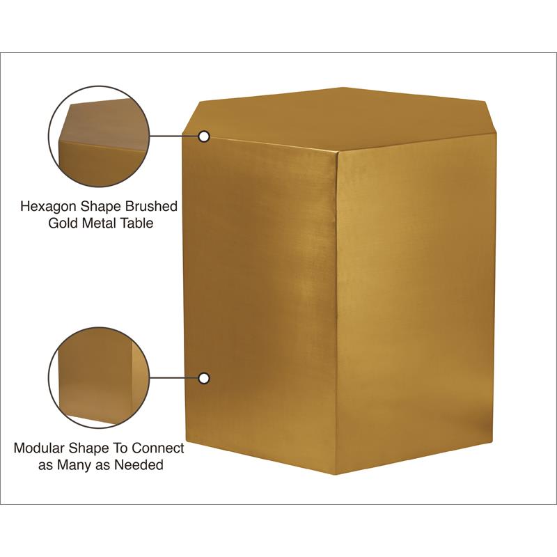 Pemberly Row Contemporary Brushed Gold Metal End Table - 24