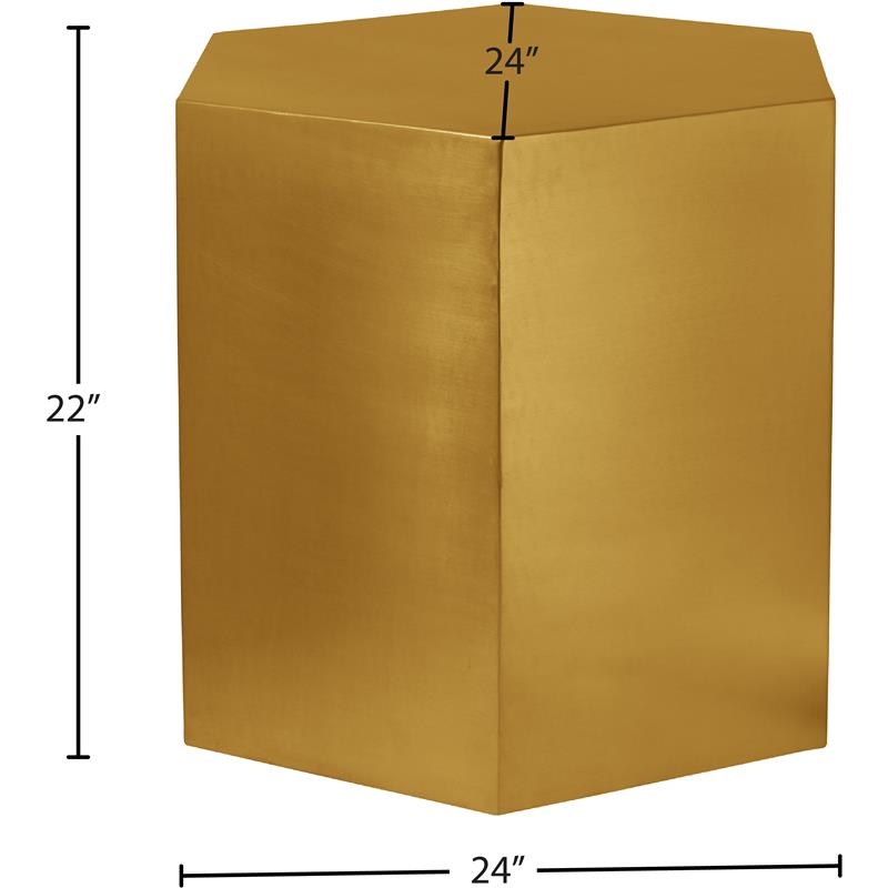 Pemberly Row Contemporary Brushed Gold Metal End Table - 24
