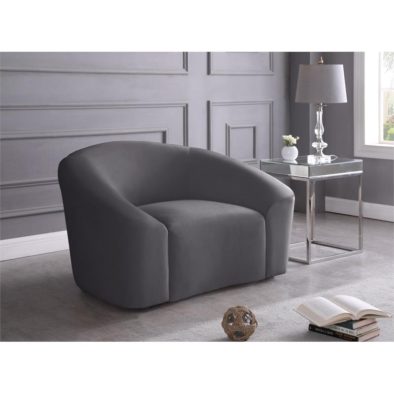 Pemberly Row Contemporary Upholstered Gray Velvet Chair - 49