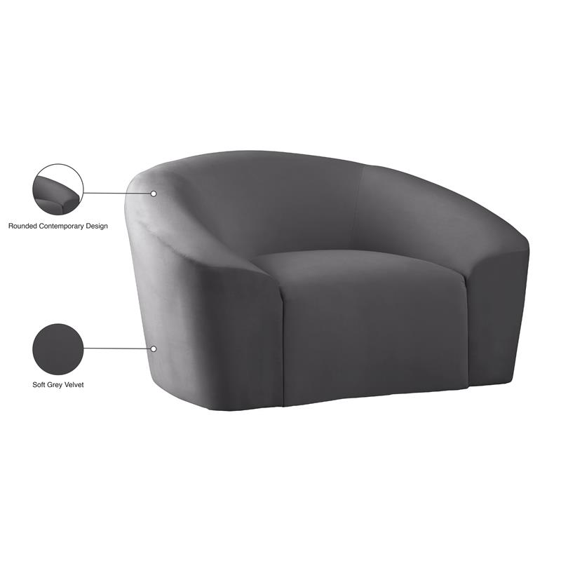 Pemberly Row Contemporary Upholstered Gray Velvet Chair - 49