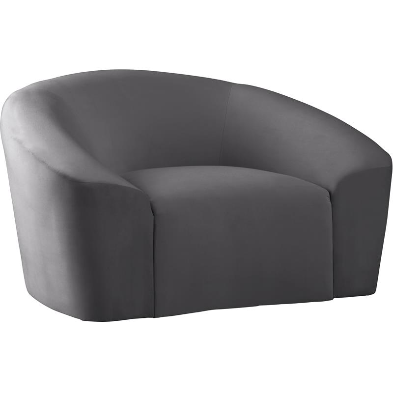 Pemberly Row Contemporary Upholstered Gray Velvet Chair - 49