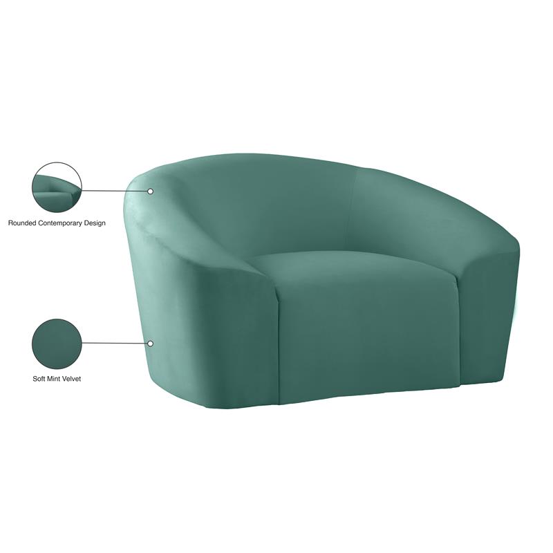 Pemberly Row Contemporary Upholstered Mint Velvet Chair - 49