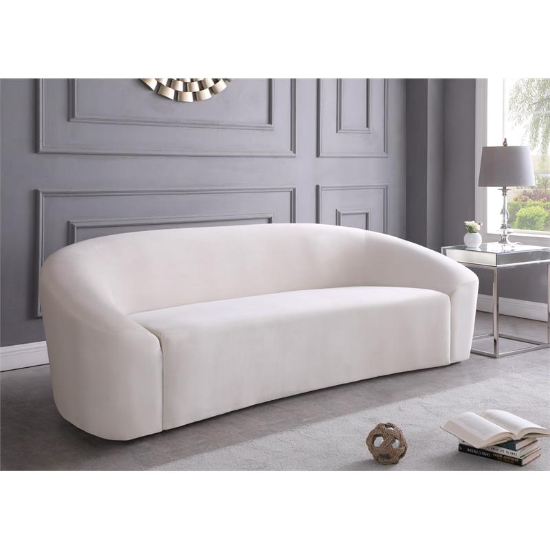 Pemberly Row Contemporary Upholstered Cream Velvet Sofa - 91