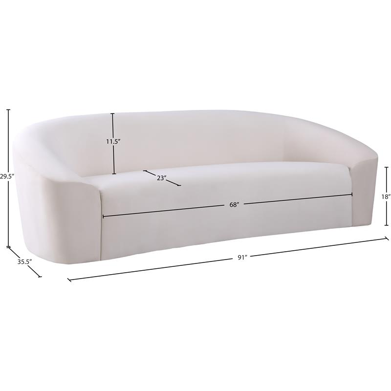 Pemberly Row Contemporary Upholstered Cream Velvet Sofa - 91