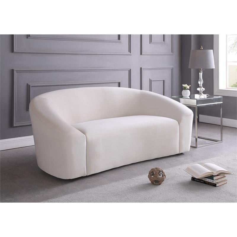 Pemberly Row Modern / Contemporary Upholstered Cream Velvet Loveseat