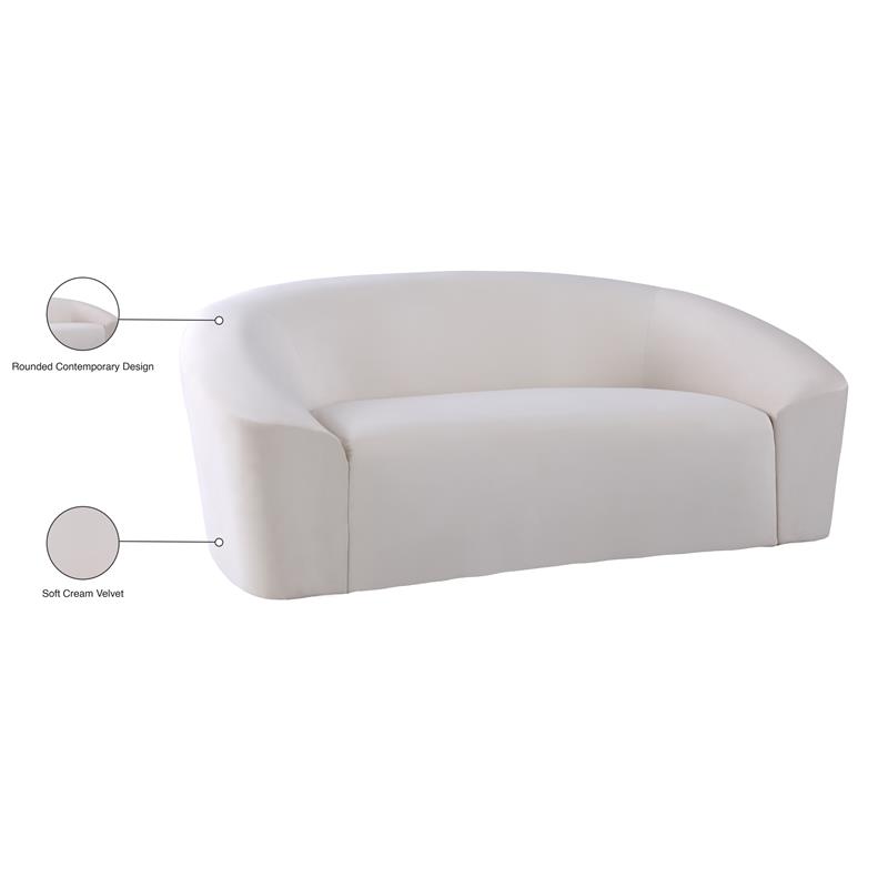 Pemberly Row Modern / Contemporary Upholstered Cream Velvet Loveseat